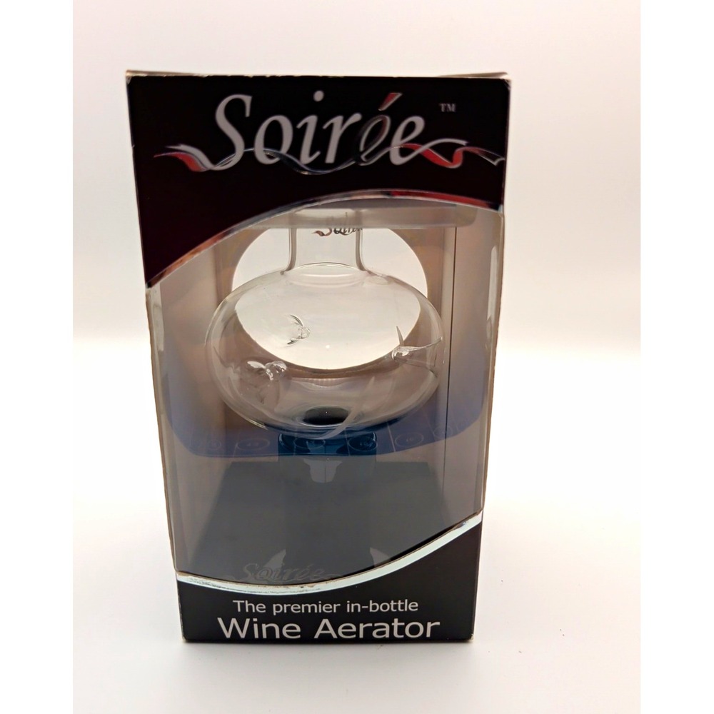 Soirée Premier In-Bottle Wine Aerator Decanter, Handcrafted Glass Clear/Black